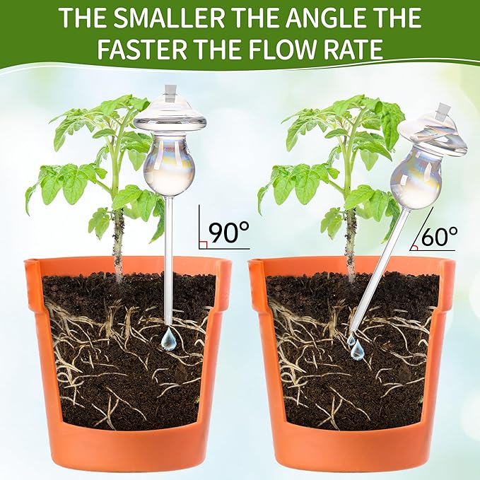 11 oz Up Large Plant Watering Globes, Self Watering Planter Insert, Glass Plant Watering Devices, Mushroom Self Watering Globes, Automatic Watering Bulbs for Indoor Outdoor Plants (Large 4-Pack)