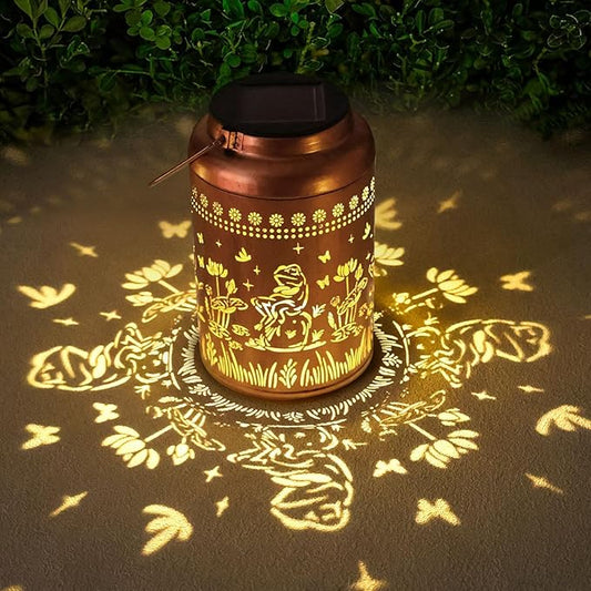 Solar Lanterns Outdoor Waterproof Frog Lazy Pattern Solar Lights Metal Lantern Christmas Garden Frog Decor Art Housewarming Gift for Patio,Yard,Lawn Ornament,Gifts for Women Mom