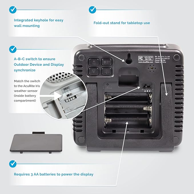 AcuRite Iris Weather Station with Mini Wireless Display for Temperature, Humidity, Wind Speed, Wind Direction, Historic Rainfall Totals, and Hyperlocal Forecast with Built-in Barometer (01122M)