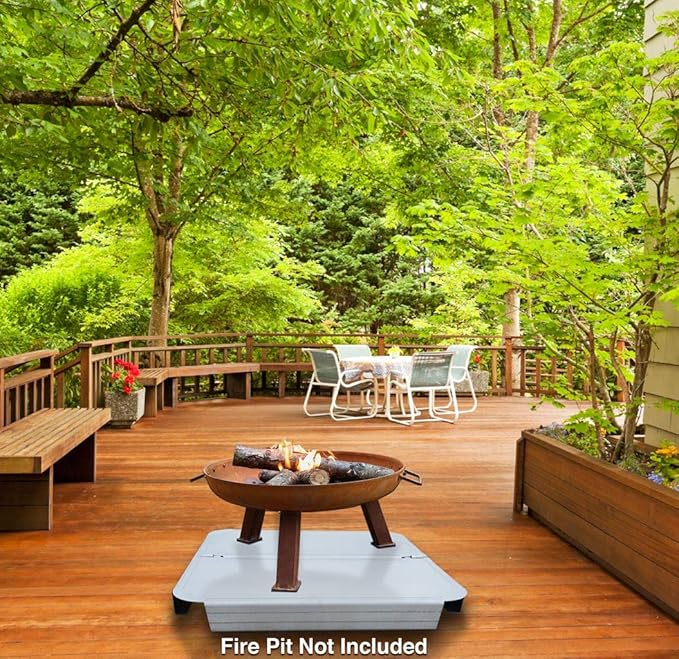 Deck Defender & Grass Guard PAD - Fire Pit Base & Heat Shield - Metal Fireproof Pad for Under Fire Pit - Heat Resistant Protector for Outdoor Deck, Grass, Patio - Protect Surfaces from Heat Damage