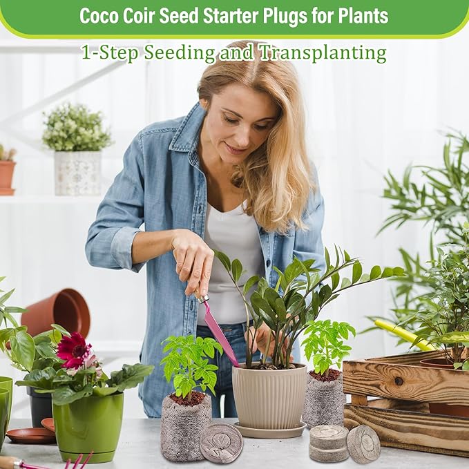 Legigo 100 PCS 30mm Coco Coir Pellets Seed Starter Pods, Compressed Seed Starting Coconut Coir Pellets Soil Plugs for Seedlings, Seeds Plant Starter Pods for Garden Planting Herbs Flowers Vegetables