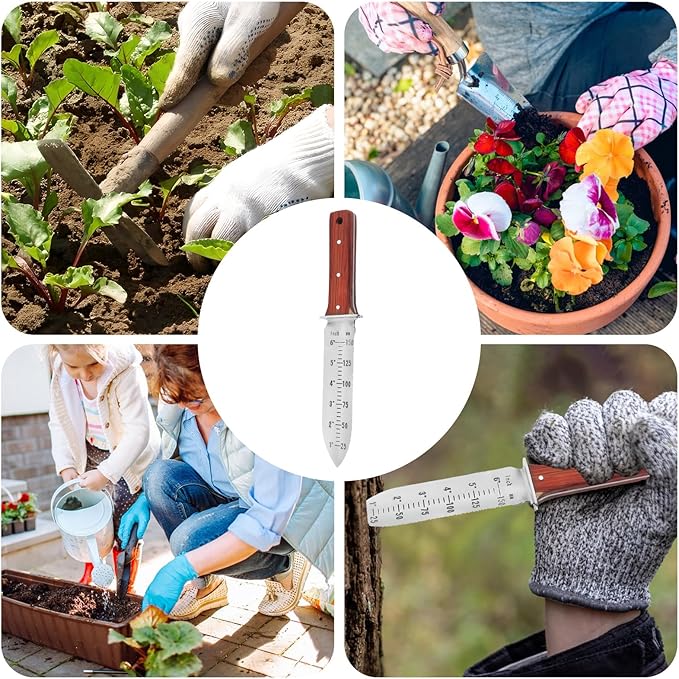 Garden Shovel Saw,Multifunctional Manual Weeding Tool for Weeding,Digging,Pruning,Cultivating, 7" Stainless Steel Blade with Sheath, Full-Tang Wood Handle with Hanging Hole (red)