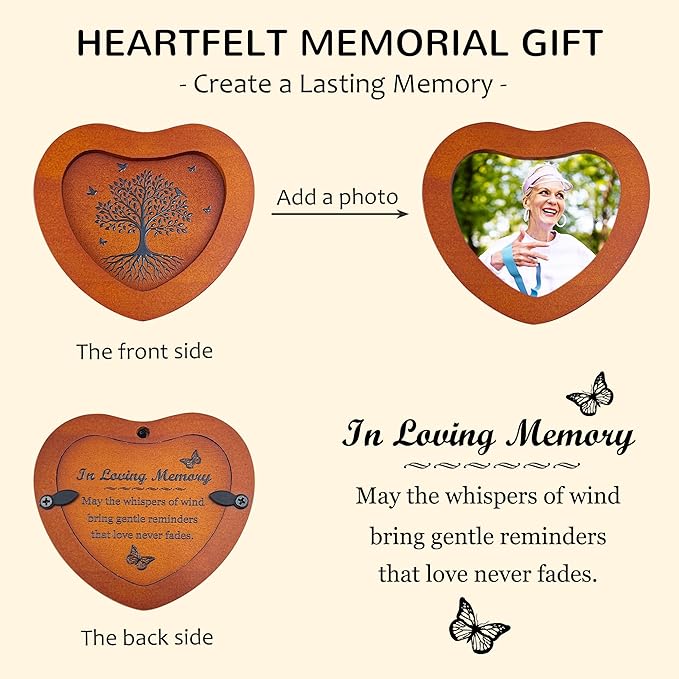 Personalized Memorial Wind Chimes with Photo – 32" Outdoor Bereavement Wind Chimes for Loss of Loved One, in Loving Memory Sympathy Gift, Memorial Garden & Patio Wind Chime Decor