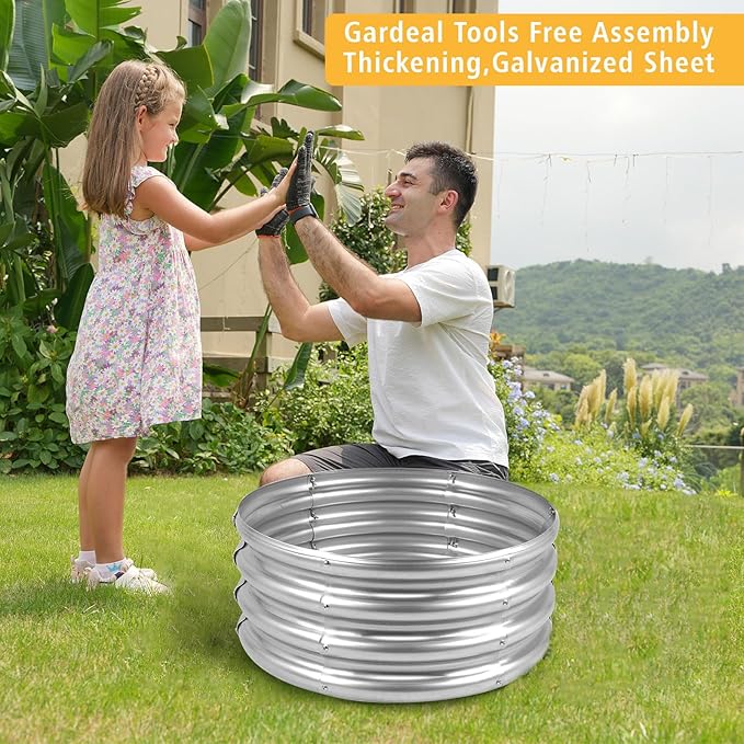 Garden Galvanized Raised Garden Bed Kit - Metal Planter Boxes for Vegetables/Herbs/Flowers, Heavy-Duty Steel Outdoor Garden Box with Reinforced Edges(3X3X1FT)