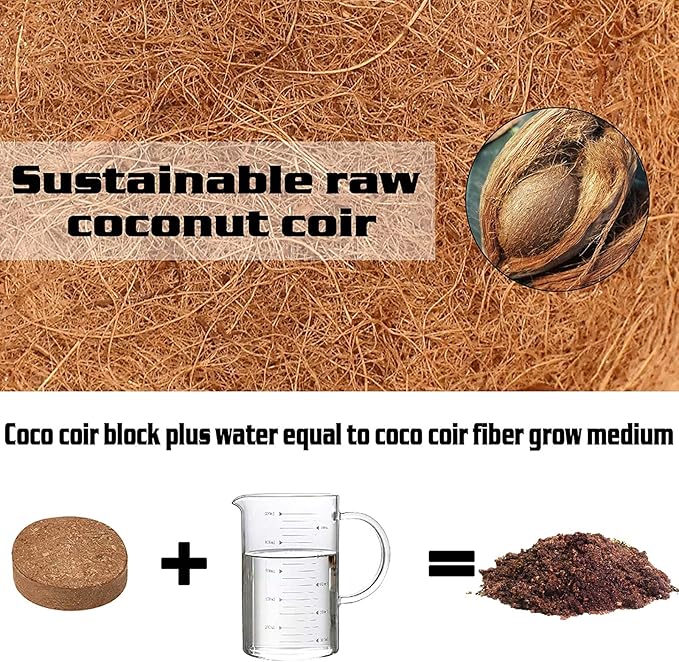 ZeeDix 50pcs 30mm Coco Coir Pellets Potting Soil, Organic Coconut Fiber Seed Starter Soil Pellets, Coconut Coir Soil Discs for Indoor Outdoor Plants, Herbs Houseplants Flowers Succulents Vegetables