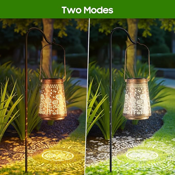 4 Pack Solar Lanterns Outdoor Waterproof Birthday Gifts for Women Mom Grandma, Hollowed-Out Metal Sunflower Hanging Solar Lantern Lights Outdoor Decor, 2 Modes Lights Decor for Yard, Patio
