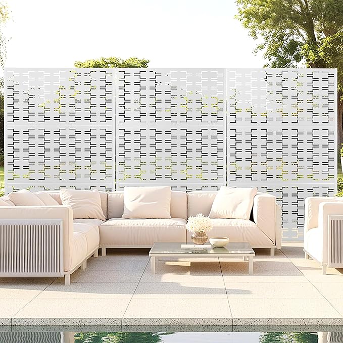Outdoor Privacy Screen,72" H×47" W Metal Privacy Screen, Freestanding Privacy Fence Panels for Patio