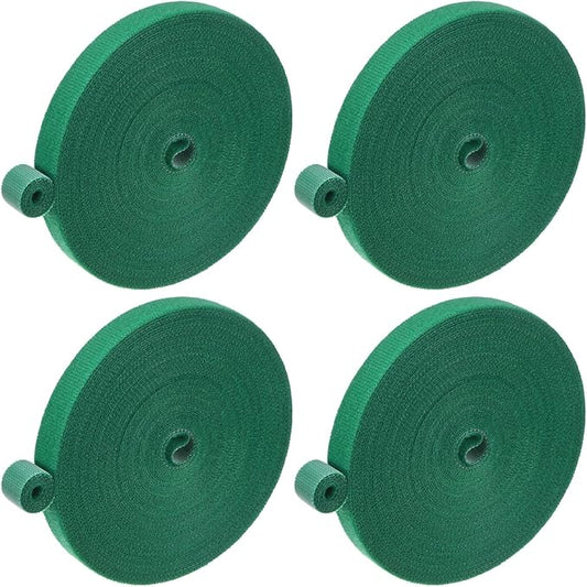 4-Roll Garden Plant Tape, 33 ft x 0.5 in Garden Hook and Loop Plant Ties Multi-Purpose Use Adjustable and Reusable Twist Wire Tape for Plants/Flowers/Vines [Green]