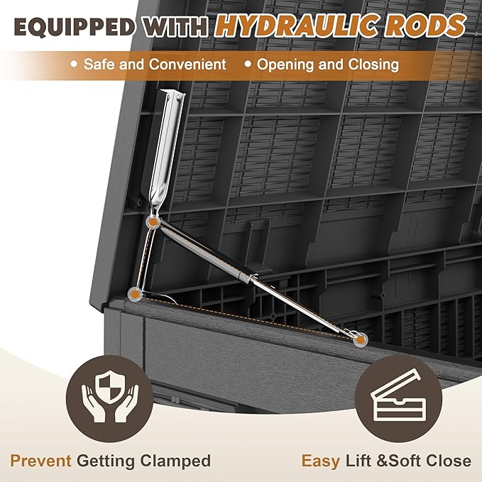 NBYSGO Outdoor Storage Box, Resin Deck Boxes Indoor and outdoor, Waterproof Storage Box Lockable Lid (Black, 101 Gallon)