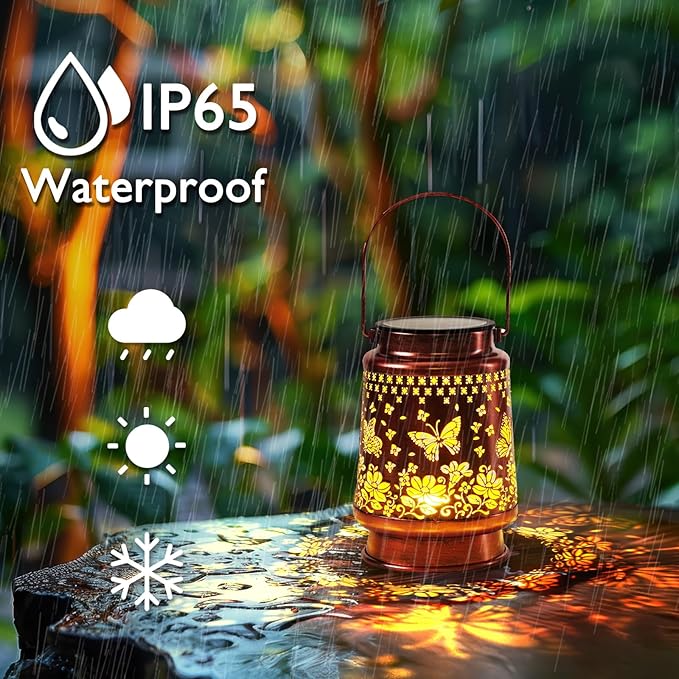 Homemory Christmas Gifts for Women Mom Grandma, Solar Lanterns Butterfly Lights Outdoor Waterproof Garden Decor, LED Hanging Solar Lights for Yard, Patio, Backyard, Porch, Lawn