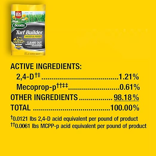 Scotts Turf Builder Weed & Feed3, Weed Killer Plus Lawn Fertilizer, Controls Dandelion and Clover, 15,000 sq. ft., 42.87 lbs.