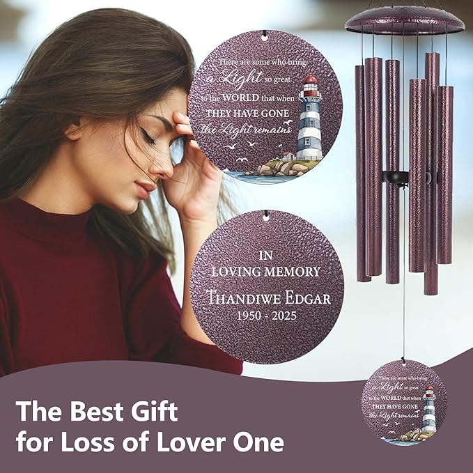 ASTARIN 30/36/45inch Personalized Memorial Wind Chimes for Loss of Loved One, Memorial Gifts for Loss of Mother/Father, Sympathy Gifts for Funeral Condolence Bereavement Grief, Wind Chimes for Outside
