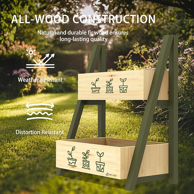 Raised Garden Bed Outdoor, Cedar Wooden Kids Planter Boxes, 24”L x 11.5”W x26.5”H Raised Planter Box with Legs for Backyard, Patio, Balcony with Bed Liner (Natural)