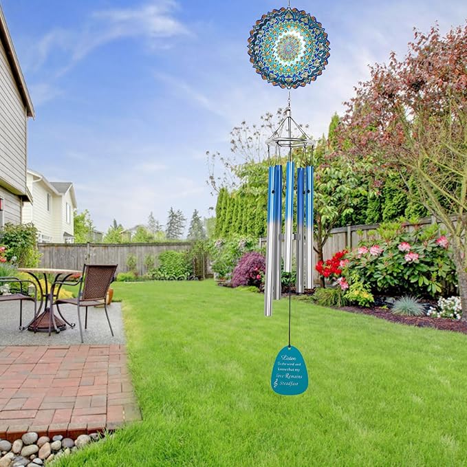 Wind Chimes for Outside with Mandala Wind Spinner,33" Memorial Windchimes Outdoor Hanging Decor Gifts for Mom Women Wife Grandma Men,Zen Garden Patio Home Decoration,Christmas Ornaments