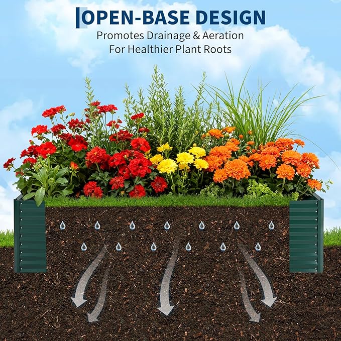 Galvanized Raised Garden Bed Kit with Cover Heavy-Duty Modular Metal Planter Raised Beds for Vegetables with Tool-Assisted Simple Assembly, Reinforced Panels & Optimal Drainage