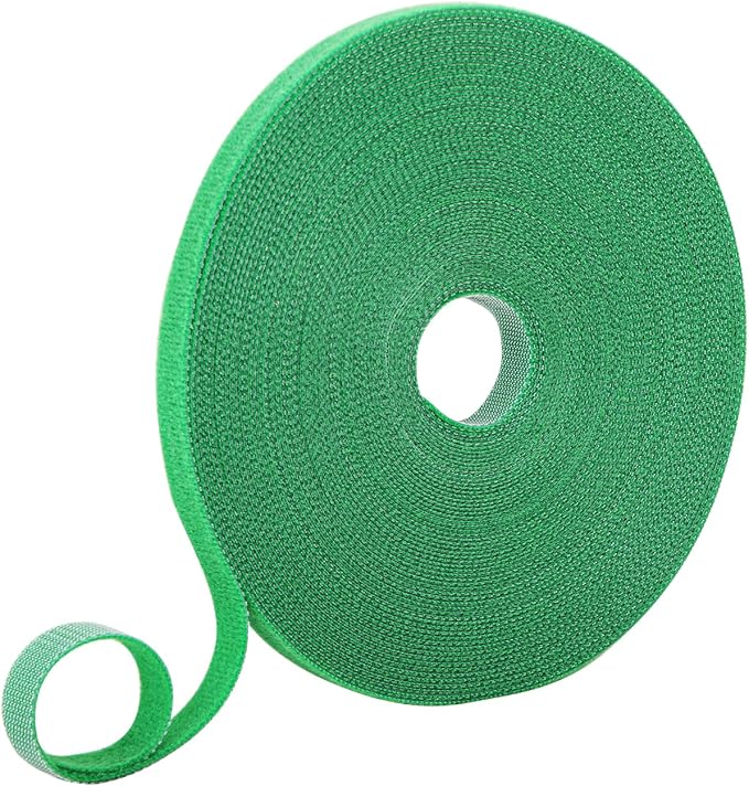 98.4 Ft Plant Ties Garden Tape, Reusable Adjustable Plant Clips for Climbing Plants, Green Nylon Self Adhesive Plant Twist Tie Strap to Support Gardening Plants