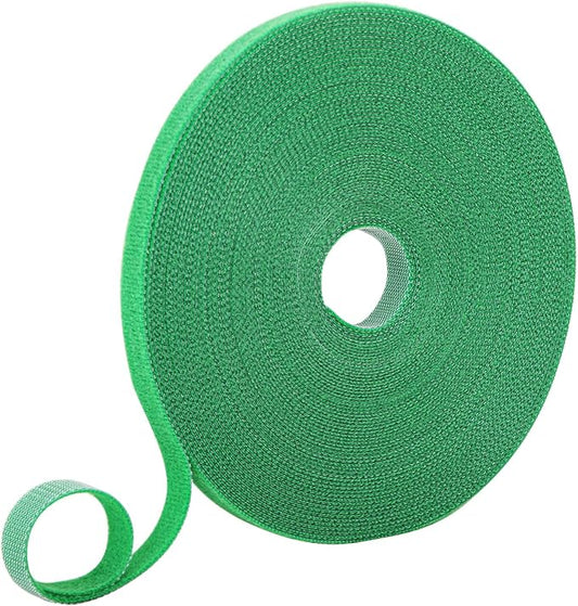 98.4 Ft Plant Ties Garden Tape, Reusable Adjustable Plant Clips for Climbing Plants, Green Nylon Self Adhesive Plant Twist Tie Strap to Support Gardening Plants