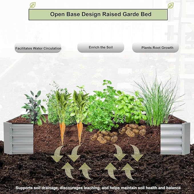 porayhut 6'x3' Raised Garden Bed Kit Easy Set-up Planter Box for Vegetable Fruit,Metal Galvanized Large Size Raised Bed