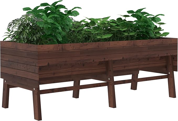 VEIKOU 6x3x2FT Raised Garden Bed, Outdoor Oversize Planter Box with Liner, Cedar Garden Bed with Legs for Vegetables Flower Herb, 837lbs Capacity, Rustic Brown