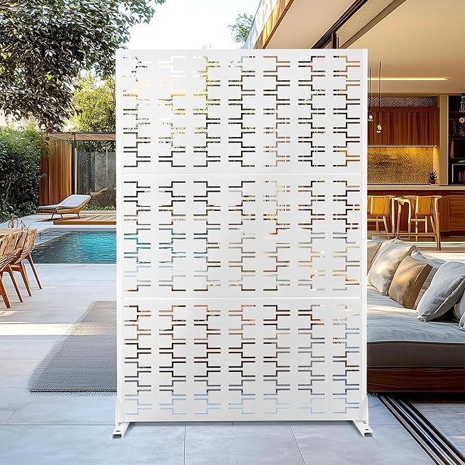Outdoor Privacy Screen,72" H×47" W Metal Privacy Screen, Freestanding Privacy Fence Panels for Patio