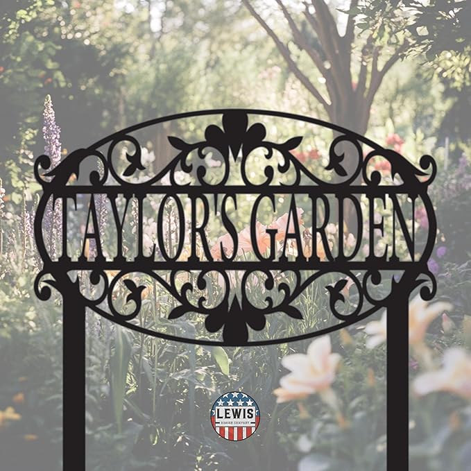 Decorative Custom Garden Sign (18" W x 18" H, Black)