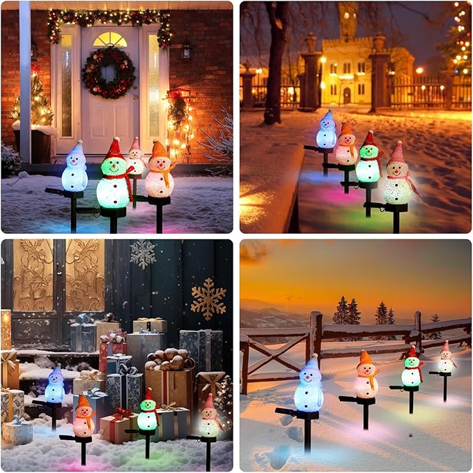 Outdoor Christmas Decorations 2025-Christmas Light Stakes for Yard-Snowman Solar Lights-Snowman Christmas Ornaments for Yard Garden Lawn Landscape Patio Walkway Decor