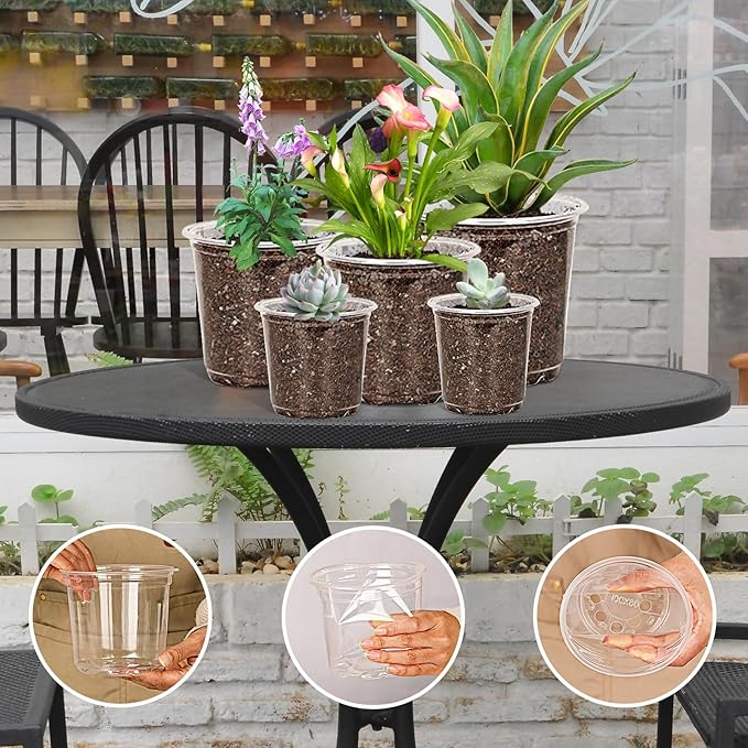 36 Pack5/6/7Inch Clear Nursery Pots with Drainage Hole,Variety Sizes Seed Starting Pots Transparent Plastic Plant Pots for Plants Transparency with 20 Plant Labels