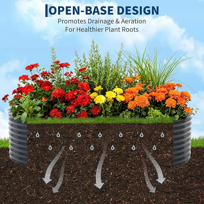 Galvanized Raised Garden Bed Kit with Cover Heavy-Duty Modular Metal Planter Raised Beds for Vegetables with Tool-Assisted Simple Assembly, Reinforced Panels & Optimal Drainage