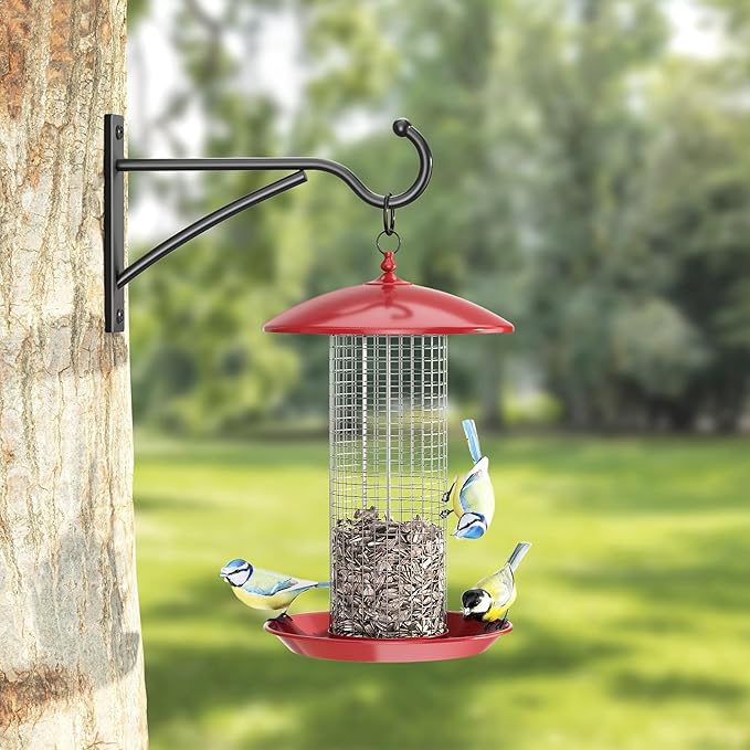 6 Inch 2 Pack Outdoor Plant Hanging Hooks for Wall:Metal Bracket for Hanging Baskets, Bird Feeders, Wind Chimes, Flower Baskets, Yoga Mat, Lanterns, Black