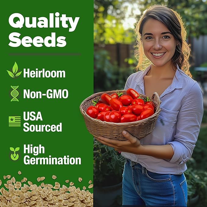 HOME GROWN San Marzano Tomato Seeds 66 Heirloom, High Germination Tomatoes for Indoor & Outdoor Growing Classic Paste Variety for Gardeners & Home Use