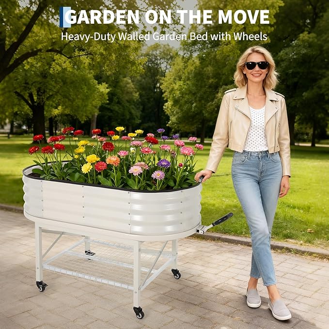 Galvanized Raised Garden Bed Kit with Cover Heavy-Duty Modular Metal Planter Raised Beds for Vegetables with Tool-Assisted Simple Assembly, Reinforced Panels & Optimal Drainage