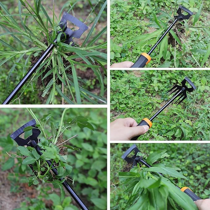 Weed Remover Tool,Portable Garden Weeder Tool,2024 New Manganese Steel Weeding Tools,for Hand Weeder for Vegetable Gardening Backyard Farm Planting & Uprooting Weeding Tool (Rubber 6-Tooth)