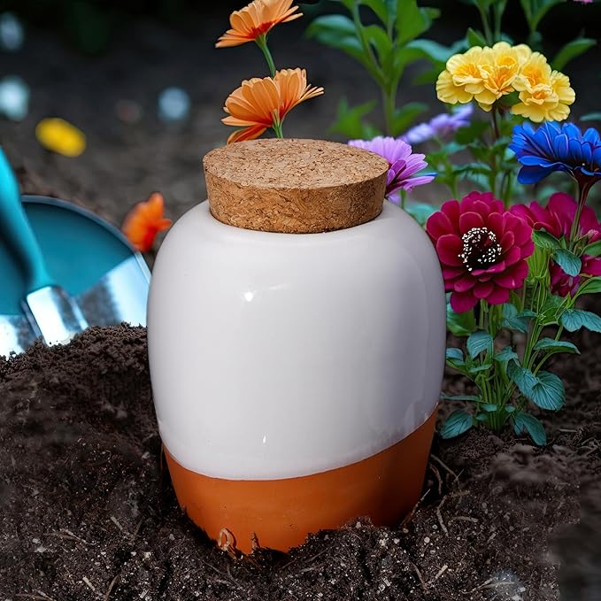 Plant Self Watering Globes - Terracotta Watering Spikes - Slow Release Olla Pots - Holds 14 oz - Drip Irrigiation Olla System