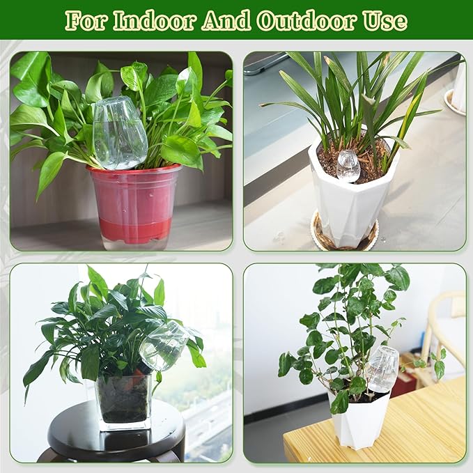 6pack Plant Self Watering Globes, Plastic Water Bulbs Top Fill, 12.3 oz Plant Watering Devices System Slow Release Terracotta, Water Spikes Stakes for Indoor (Clear-6pack)