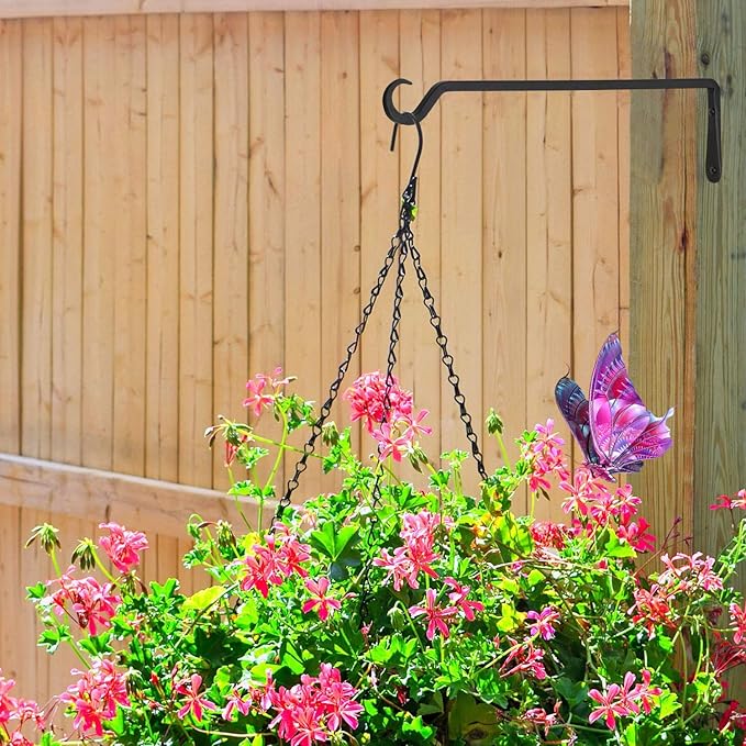 16inch 2 Pack Plant Hanger, Sturdy Hanging Plant Hangers Outdoor, Bird Feeder Hanger for Bird, Plant Hangers for Planters, Lanterns, Wind Chimes Indoor Outdoor, Upgrade Black