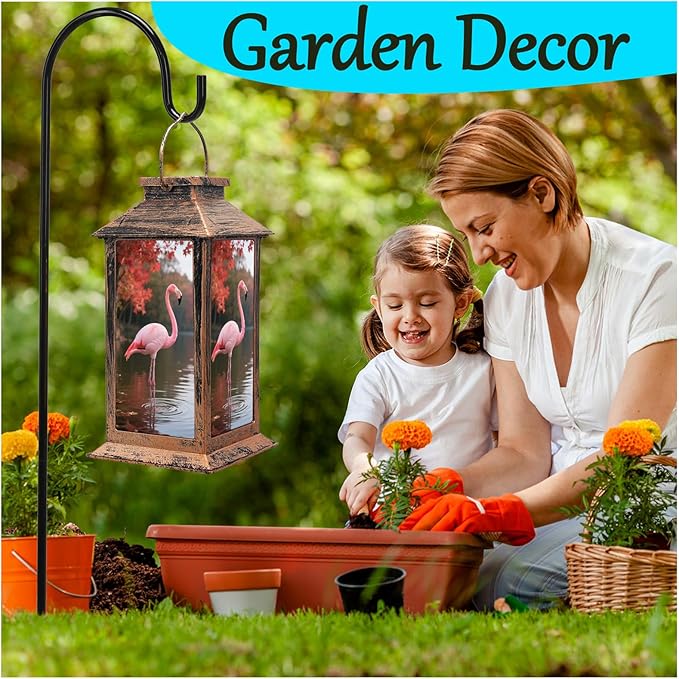 Flamingo Solar Lanterns Outdoor Waterproof Garden Decor,Hanging Solar Lights,Christmas Gifts for Women Mom Birthday Gifts Ideas for Yard Patio Lawn Tabletop Pathway Landscape Walkway Terrace Balcony