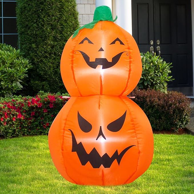 TRMESIA 3.5feet Halloween Pumpkin Decorations with Lights：Halloween Decorations Indoor Outdoor Inflatables Pumpkin Combo Blow Up Inflatables for Yard Garden