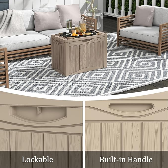 Yardgrace 52 Gallon Resin Deck Box Waterproof Outdoor Storage Box for Patio Furniture Pool Accessories Indoor Storage for Cushion Garden Tools, Gray