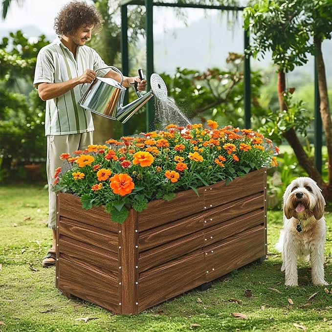 Raised Garden Bed, Raised Beds for Gardening Outdoor for Vegetables and Flowers Ground Planter Box, Galvanized Metal Planter Grow Garden Box,4 * 2 * 2ft