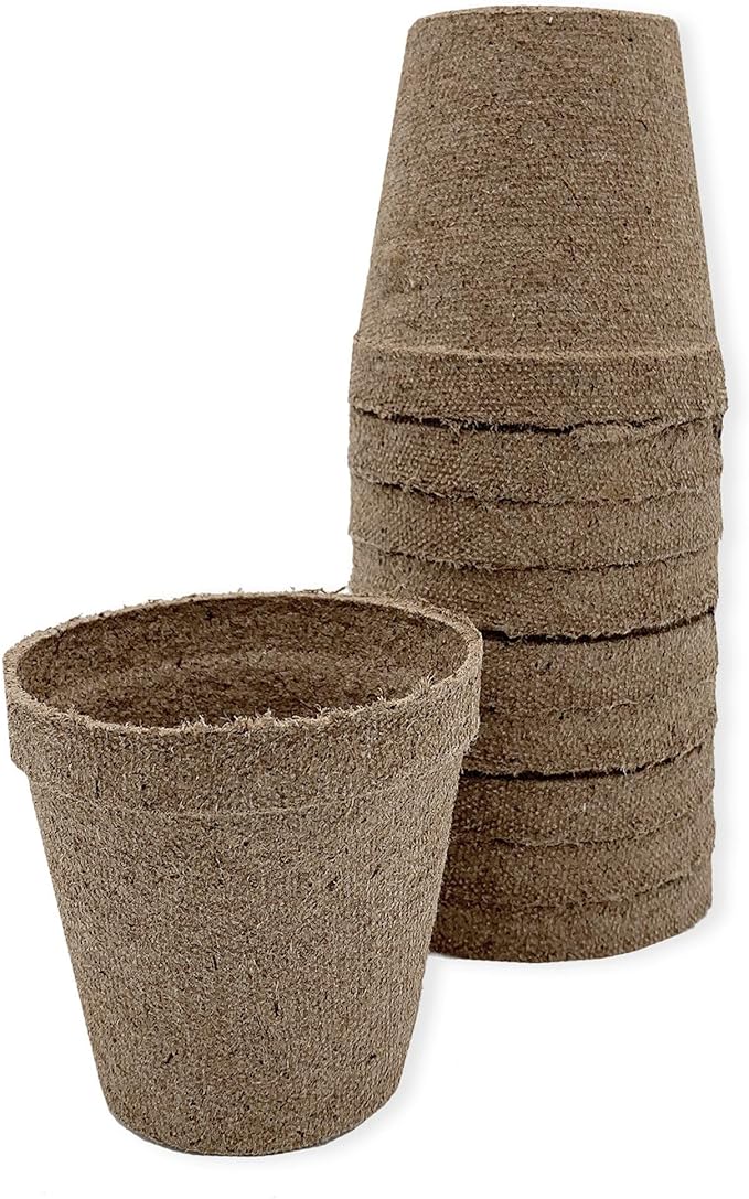 Jiffy Plant Nursery Pots - Organic Seed Starting, Biodegradable, Drainage Hole - 3 in - Peat