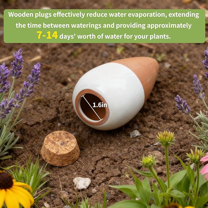 Terracotta Watering Spike, Self Watering Planter Insert, Large Self Watering Globes Automatic Plant Watering Devices for Vacation Care, Garden/Office/Outdoor/Indoor Plants, 4 Pack