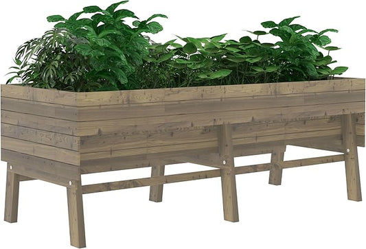 6x3x2FT Raised Garden Bed with Legs, Large Outdoor Elevated Wood Planted Box with Liner for Vegetable, Flower, Backyard, Patio, Light Mocha Brown