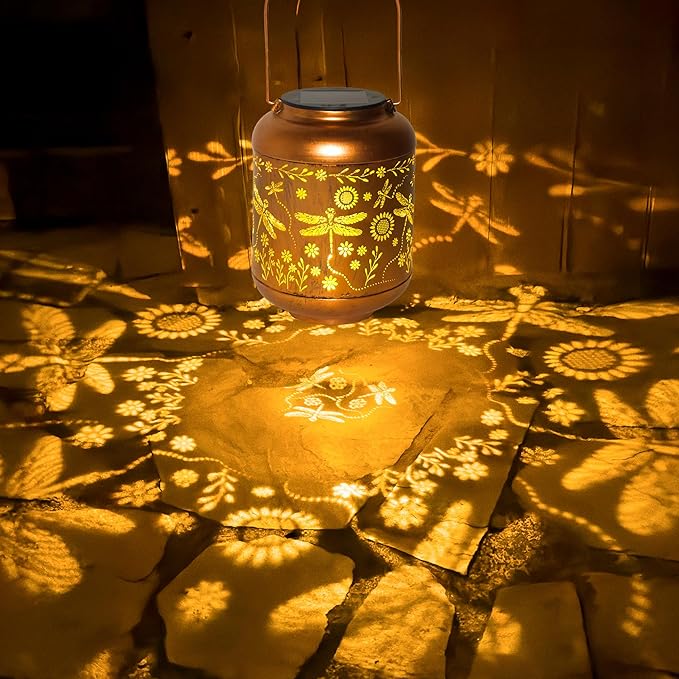 Solar Lanterns Outdoor Waterproof, Dragonfly Gifts for Women, Solar Lights for Backyard Porch Patio Table Yard Balcony Lawn Pathway