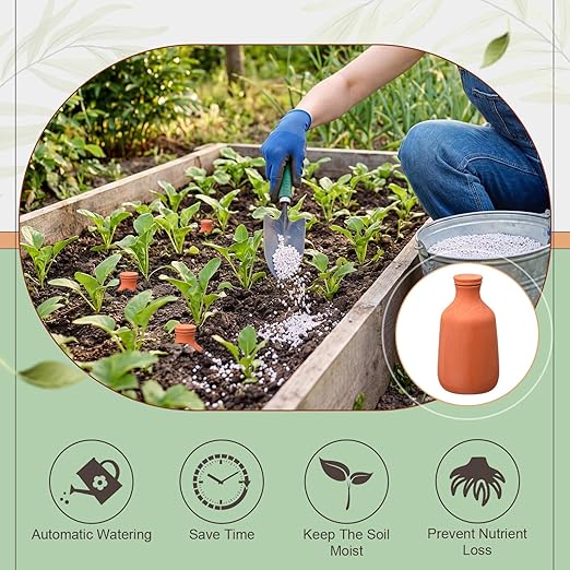 1 Pcs 50 oz Ollas Terracotta Watering Pots Self Watering Planter Insert Terracotta Globes Clay for Outdoor Indoor Garden Plants, Easy to Refill