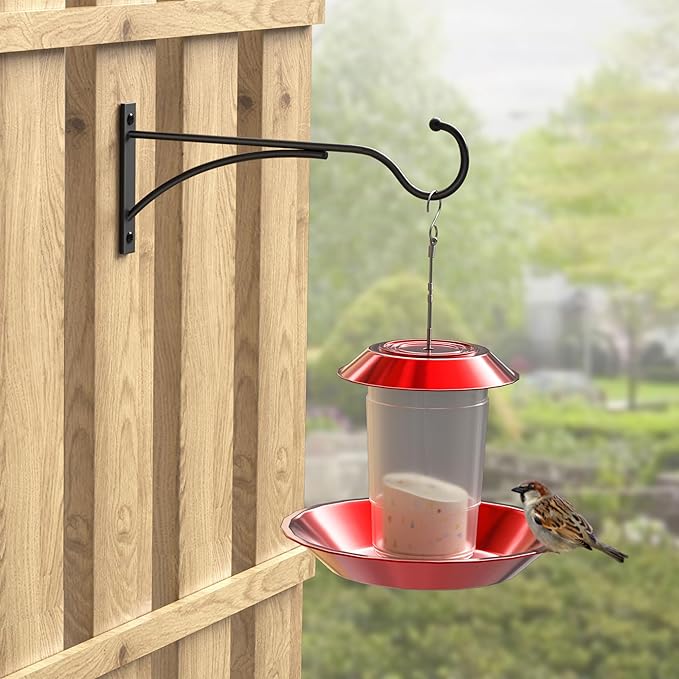 11 Inch Outdoor Plant Hanging Hooks for Wall:Metal Bracket for Hanging Baskets, Bird Feeders, Wind Chimes, Flower Baskets, Yoga Mat, Lanterns, Black