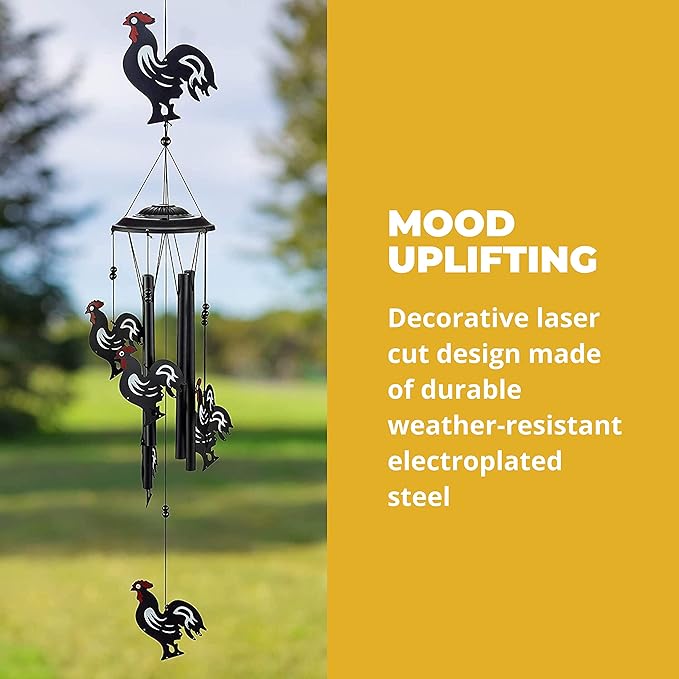 VP Home Rooster Wind Chimes for Outside, Unique Wind Chimes with Elegant Design for Gardens, Patios, and Porches, Thoughtful Gifts for Mom, Grandma, and Rooster Decor Lovers