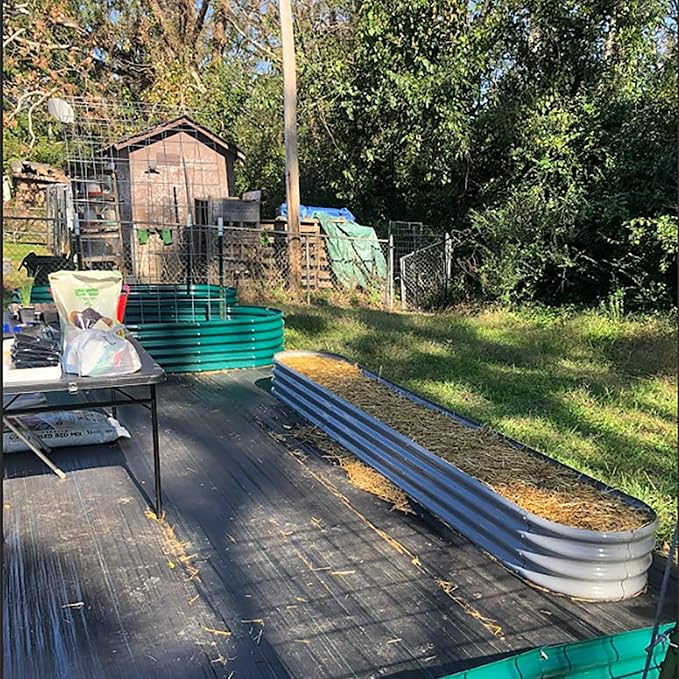 6 Pack 12x2x1FT Galvanized Raised Garden Bed Kit Oval Metal Ground Planter Box Outdoor Bottomless Planter Raised Beds for Vegetables Flowers Herbs Fruits, Gray