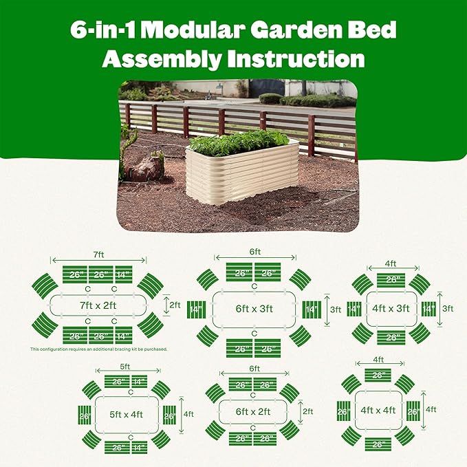 Epic Gardening 6-in-1 Modular Galvanized Raised Garden Bed Kit, 29" Tall Metal Planter Box, Durable Aluzinc Steel Raised Garden Bed Outdoor for Vegetables, Herbs, Flowers & Fruits - Medium Light Clay