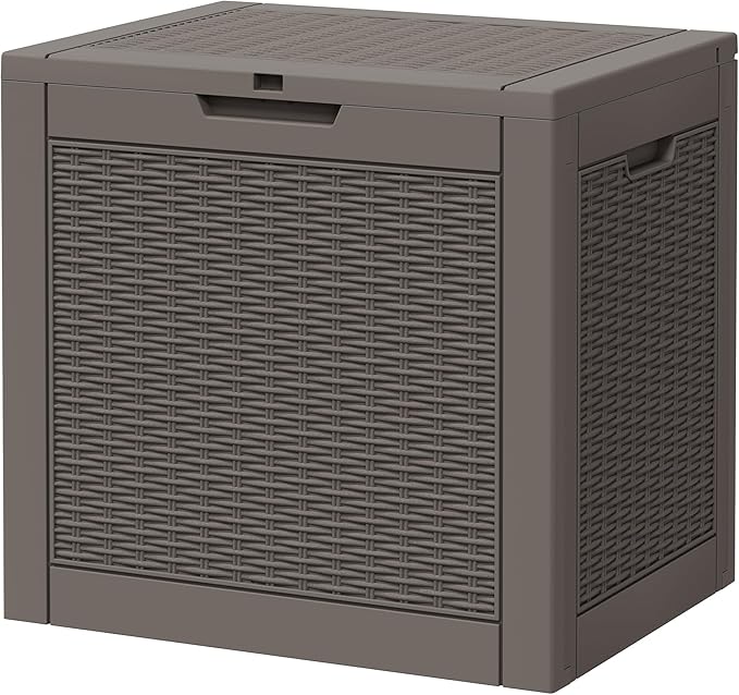 NBYSGO Outdoor Storage Box, Resin Deck Boxes Indoor and outdoor, Waterproof Storage Box Lockable Lid (Grey,31 Gallon)