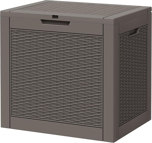 NBYSGO Outdoor Storage Box, Resin Deck Boxes Indoor and outdoor, Waterproof Storage Box Lockable Lid (Grey,32 Gallon)